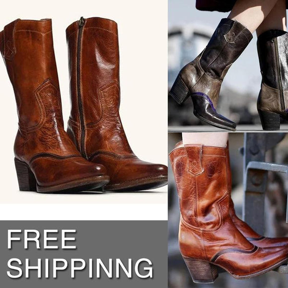 Women's Shoes - Fashion Fall/Winter Slip On Leather Boots