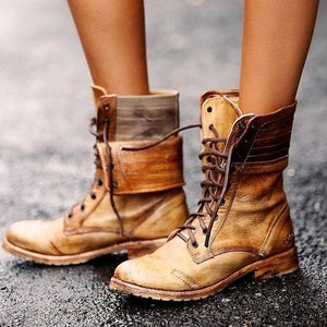 Women Shoes - Fashion Lace-up Winter Motorcycle Boots
