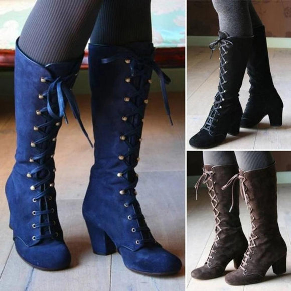 Knee high Women Casual Vintage Retro Mid-Calf Boots