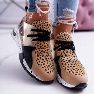 Women Casual Leopard Print Faux Fur Sneakers