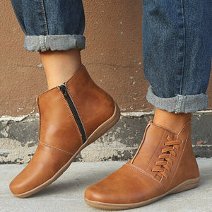 Women Socofy Leather Ankle Boots