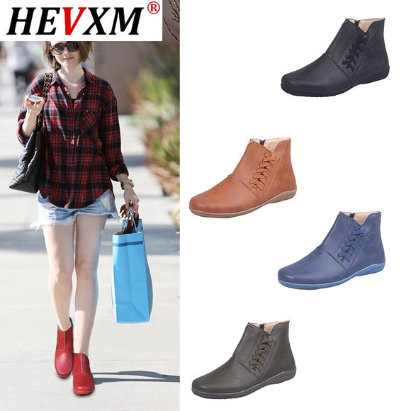 Women Socofy Leather Ankle Boots