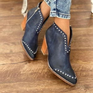 Faux Leather Vintage Western Short Boots