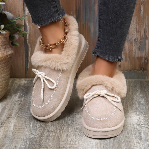 Plush Natural Fur Warm Slippers Ladies Shoes