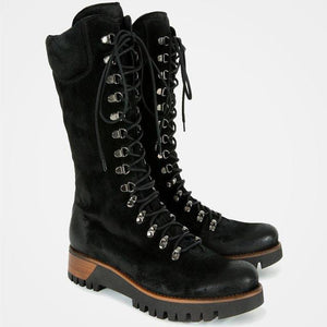 Round Toe Western Lace-Up Side Zipper Ladies Boots