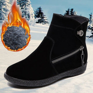 Women Zip Winter Warm Fur Suede Ankle Boot