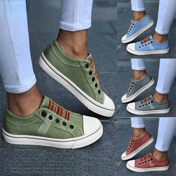 New Women Low-cut Trainers Canvas Flat Shoes