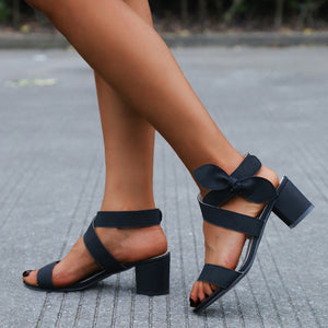 Elegant Bow Casual Square Heel Women's Sandals
