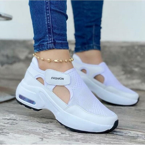 Hollow Out Solid Color Platform Women Sneakers