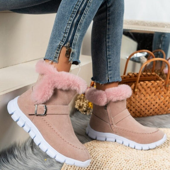 Winter Fashion Style Side Zipper Suede Women's Boots