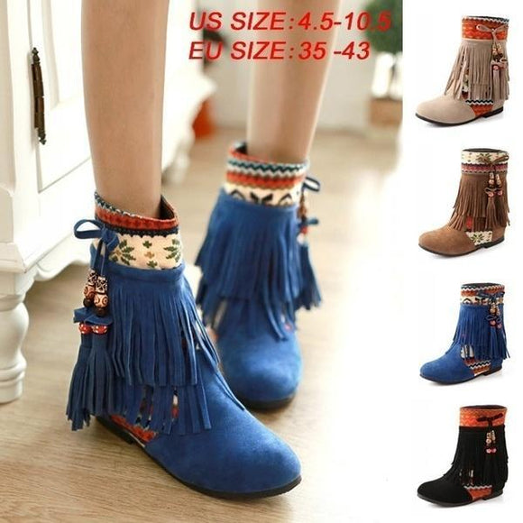 Shoes - New Fashion Women Causal Plus Size Tassel Ankle Boot