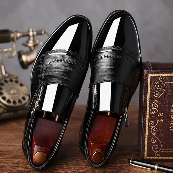 Men's Shoes - 2019 Men Fashion Business Dress Formal Zipper Shoes