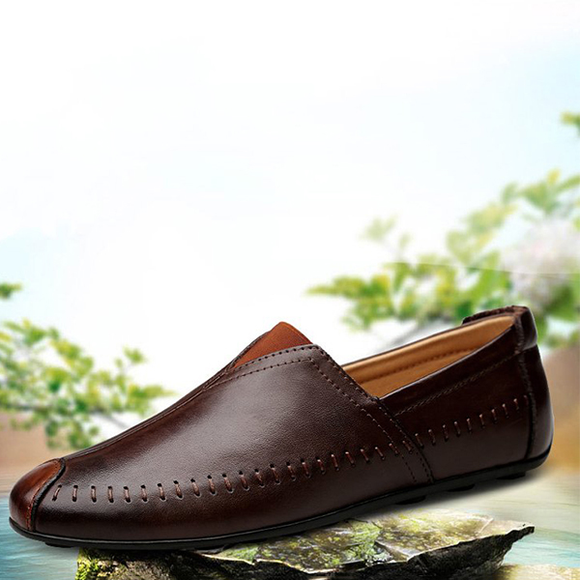 2019 Men Fashion Casual Comfortable Genuine Leather Slip on Shoes