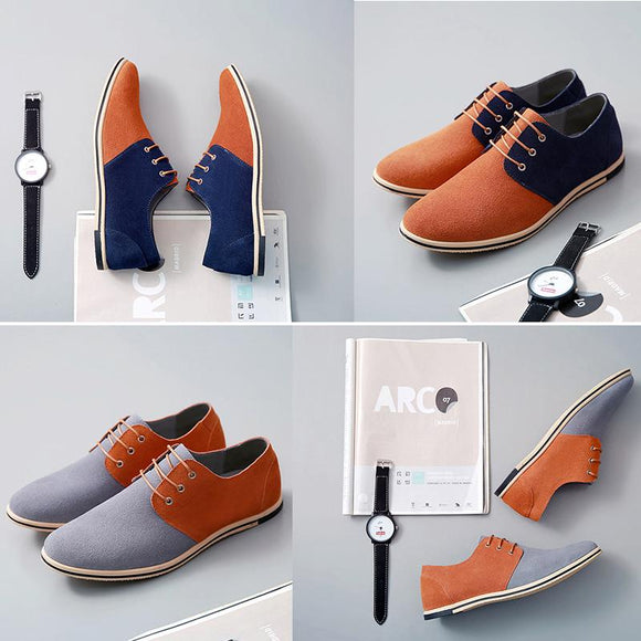 Men's Shoes - Spring Summer Fashion Patchwork Split Leather Men Casual Shoes