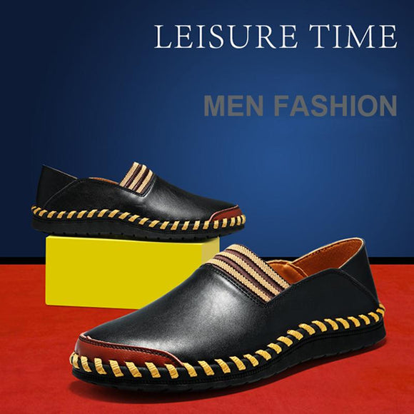 Men's Shoes - Retro Style Handmade Split Leather Casual Shoes