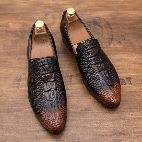 Men Shoes - Crocodile Pattern Flat Casual Spring New Men Shoes