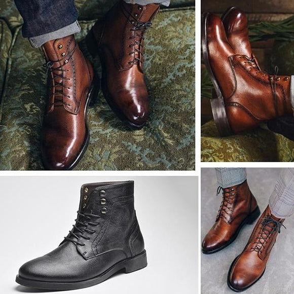 2018 New arrival Men's Fashion Autumn Winter Leather Business Warm Ankle Boots