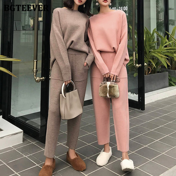 Winter Casual Women Thick Sweater Tracksuits