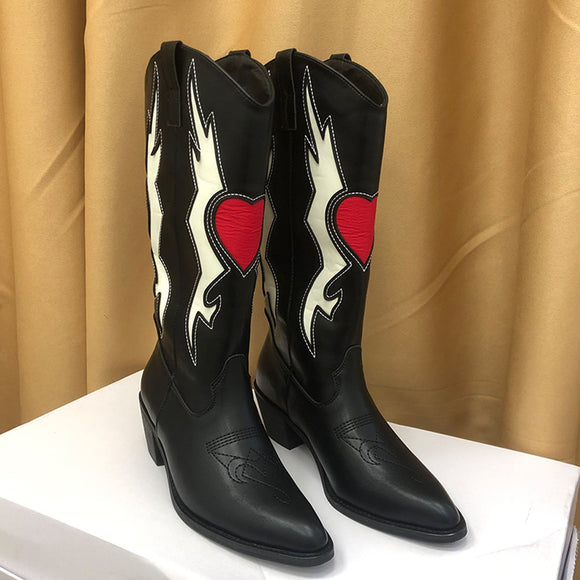 Female Love Heart Mid Calf Boots