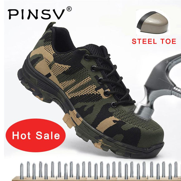 Men Shoes - Men Camouflage Puncture Proof Work Safety Army Boots