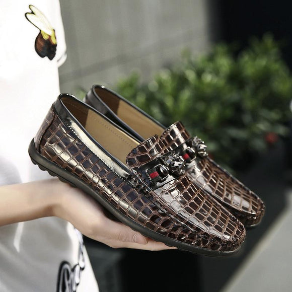 Luxury Men Crocodile Genuine Leather Casual Shoes