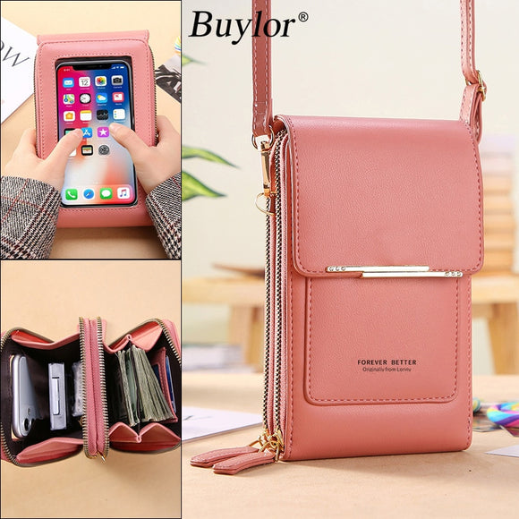 Soft Leather Women's Touch Screen Cell Phone Purse Crossbody Shoulder Bag