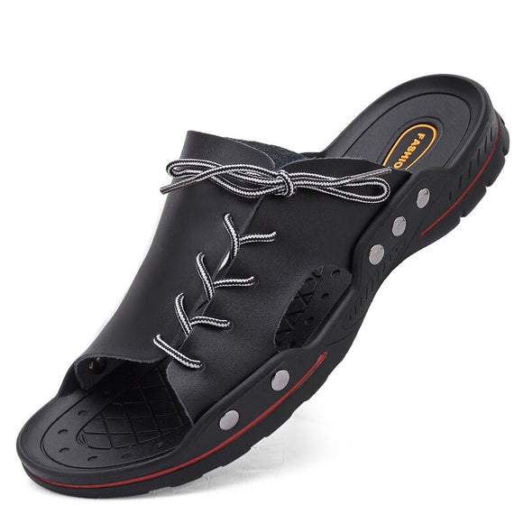 Jollmall Men Shoes - Genuine Leather Male Beach Sandals