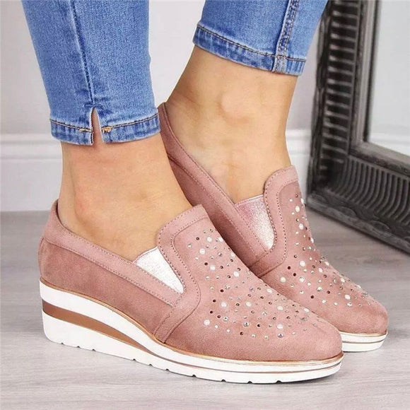 Women Cow Suede Wedges Shoes