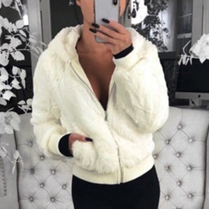 Faux Fur Women Coat With Hood