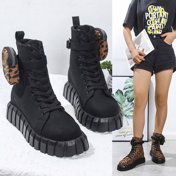 New Plus Size High-top Lace-up Suede Boots