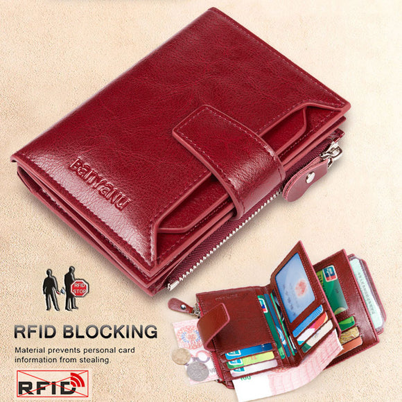 RFID Blocking Women Genuine Leather Wallet