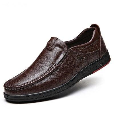 Men Solid Slip On Genuine Leather Shoes