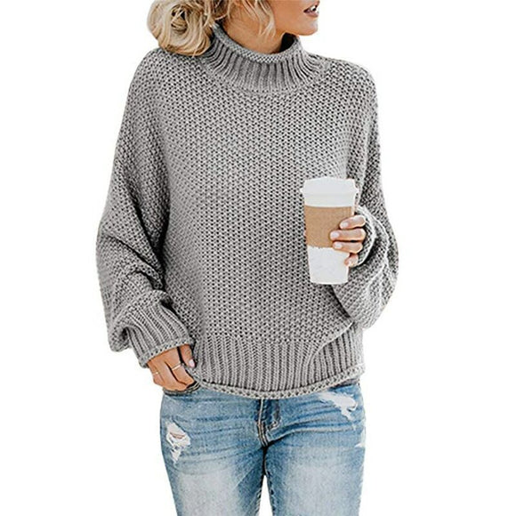 Fashion Women Turtleneck Knit Pullover Sweater