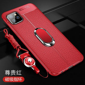 Phone Case - Leather texture With Stand Ring Magnet Silicone back cover case for iphone(Buy 2 Get 10% off, 3 Get 15% off Now)