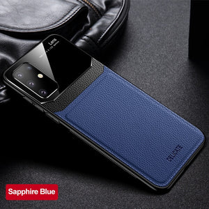 Jollmall Phone Case - Leather Glass Shockproof Back Cover for Samsung