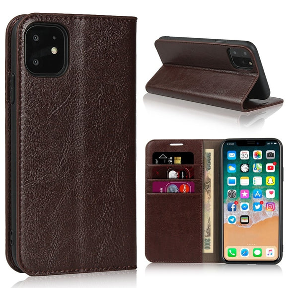 Phone Case - Genuine Leather Flip Cover For iPhone 11