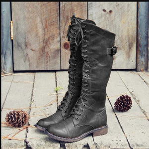 Front Bandage Lace Up High Boots for Women