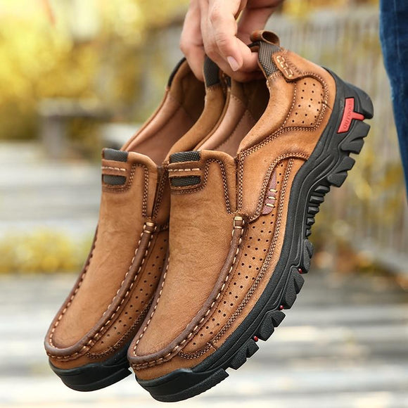 2019 Genuine Leather Men Solid Slip On Casual Shoes （Extra Discount：Buy 2 Get 10% OFF, 3 Get 15% OFF ）