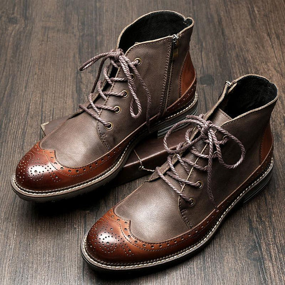 British Style Genuine Leather Handmade Ankle Boots