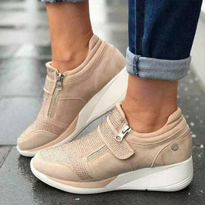 Breathable Women Non-slip Leather Increased Shake Shoes