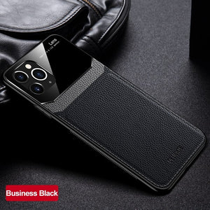 Jollmall Phone Case - Leather Mirror Tempered Glass Phone Back Cover