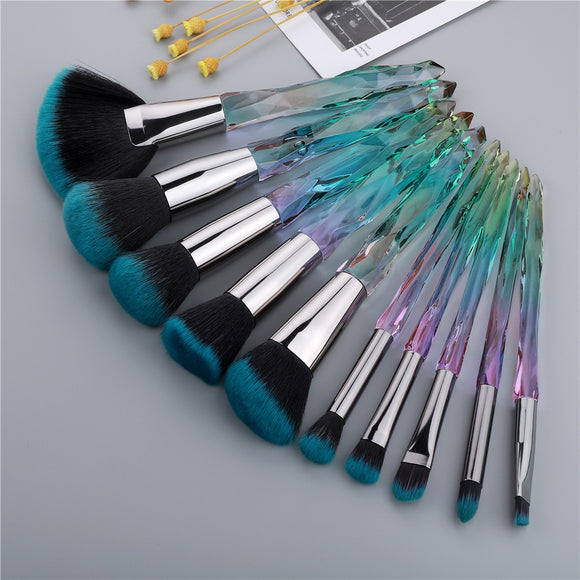 10PCS Crystal Makeup Brushes Set