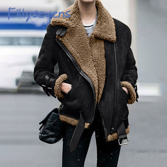 Winter Women's Warm Faux Leather Coat