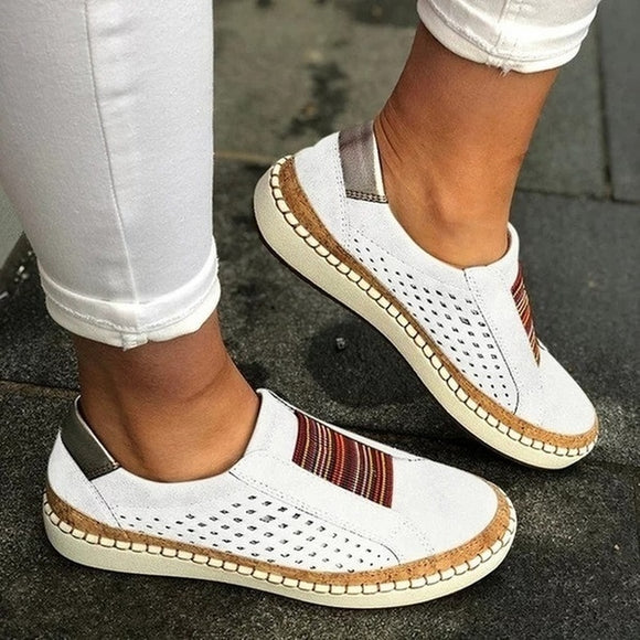 Ladies Low-cut White Flats Canvas Flat Shoes