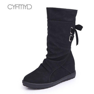 Shoes - Women's Cross-tied Mid calf Boots