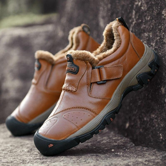 Men's Shoes - Brand Luxury Winter Genuine Leather Hiking Warm Outdoor Trekking Boots