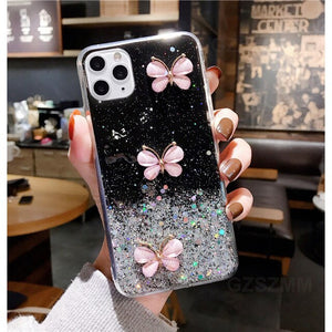 Jollmall Phone Case - Luxury Butterfly Glitter Drop Blue Cases