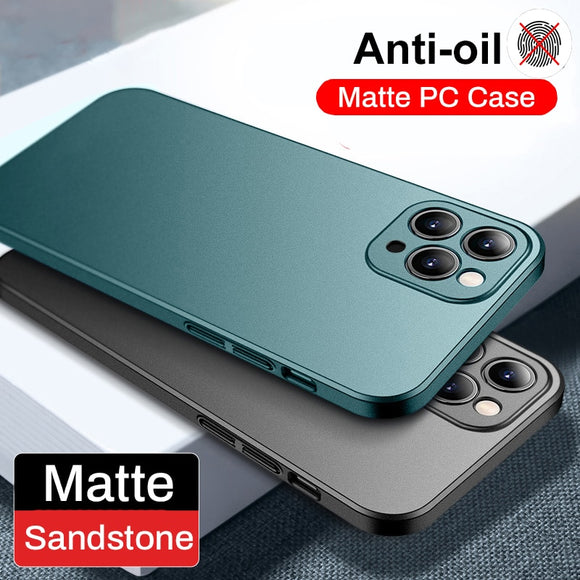 Luxury Matte Shockproof Sand Stone PC Case For iPhone Series