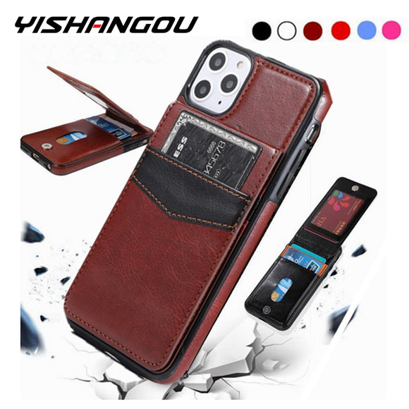 Phone Case - Vertical Flip Card Holder Leather Phone Case For iPhone