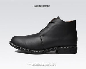 Men Genuine Leather Autumn Combat Shoes